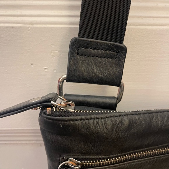 Margot Triple Zip Black Leather Slim Crossbody Messenger - Picture 2 of 12